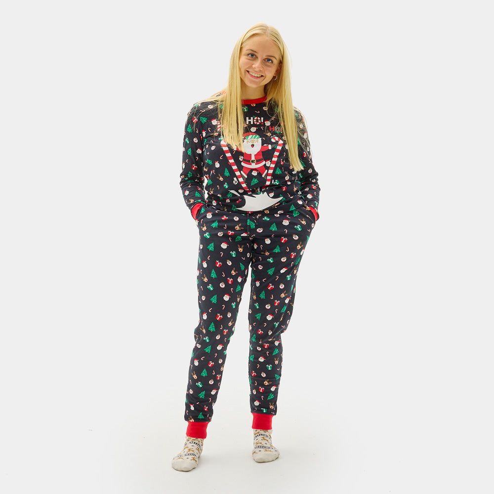 Pijama de Natal Familiar Mulher Pai Natal Esquiador

