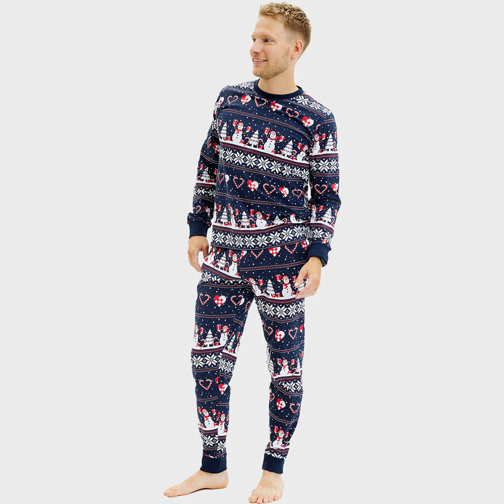 Pijama de Natal para Homem de neve e Corações Bonecos 
