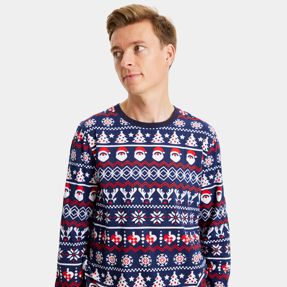 Pijama de Natal Homem Pai Natal, Árvores e Corações
