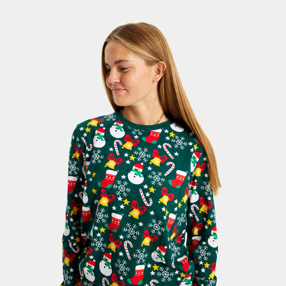 Pijama de Natal para Motivos Natalícios Mulher Verde 
