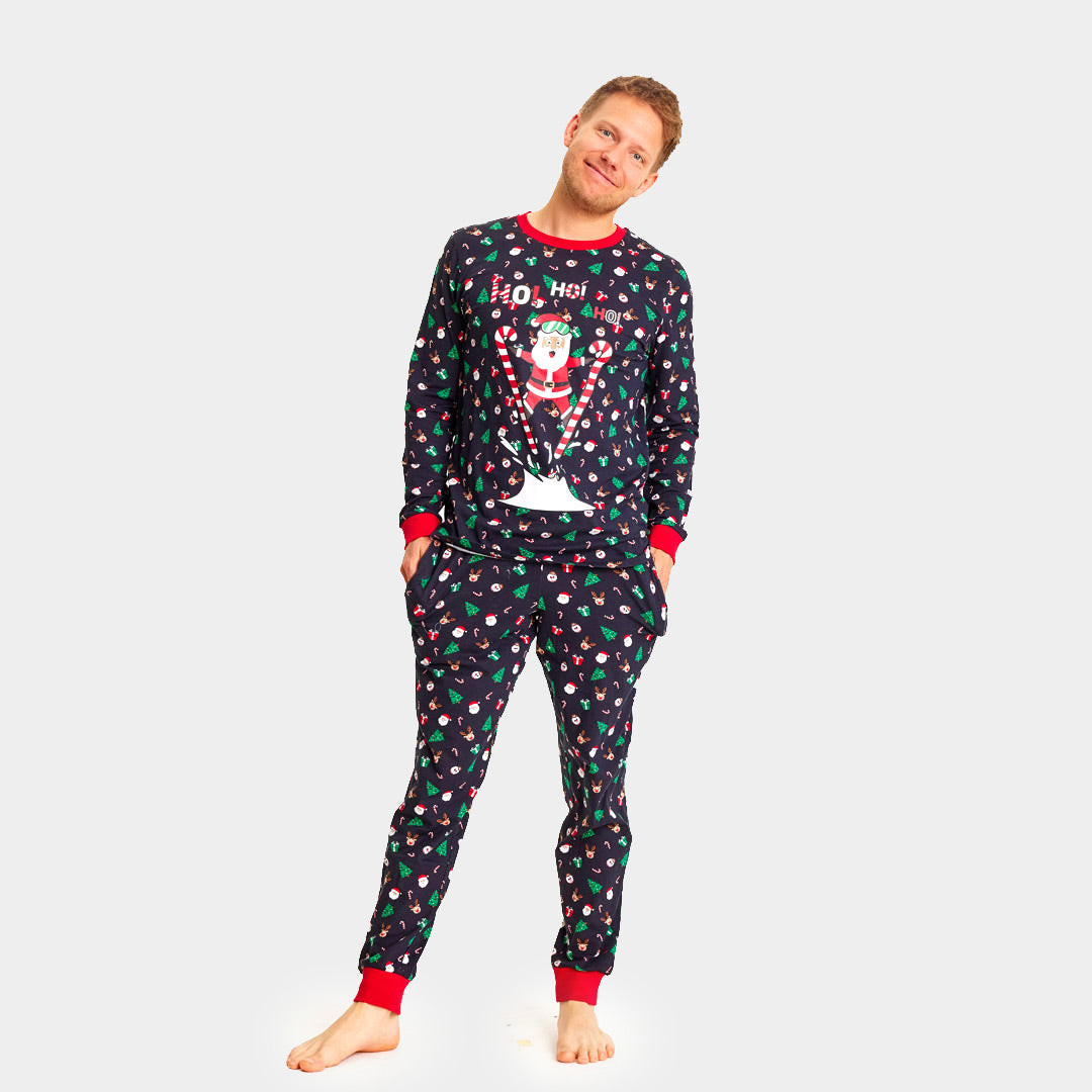 homem Pijama de Natal para Adultos Unisex com Pai Natal Esquiador