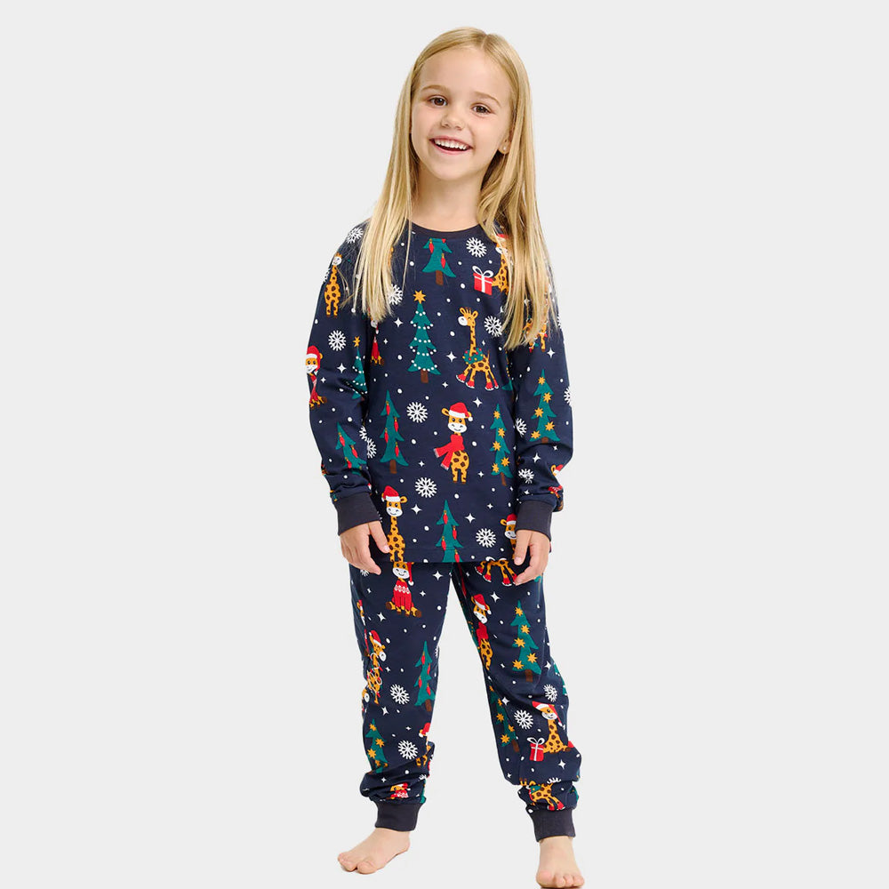 Pijama de Natal Crianças  Unisex com Girafas

