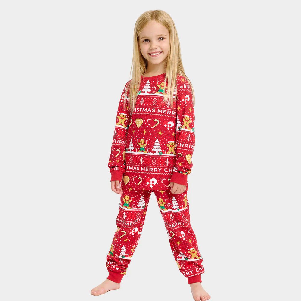 Pijama de Natal Crianças Vermelho com Gingercookies Algodão Orgánico
