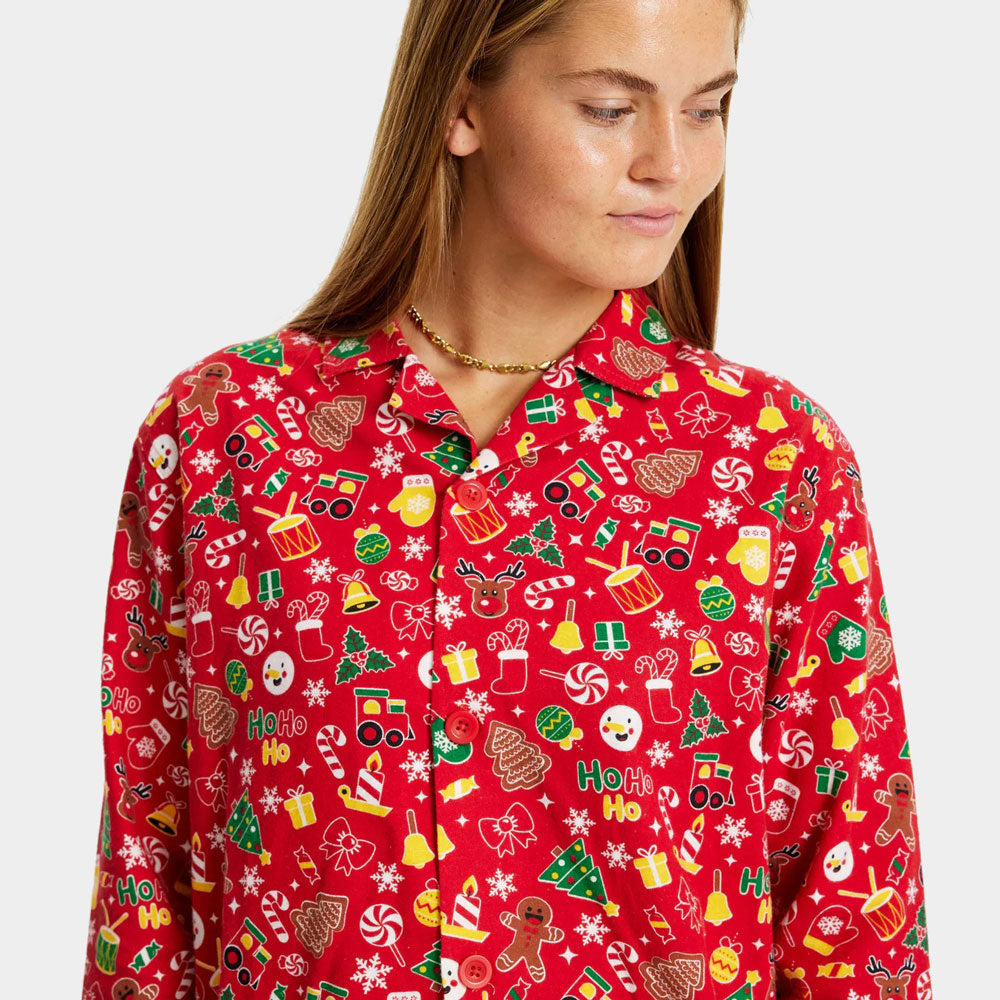 Pijama de Natal Mulher Adultos Unisex Vermelho com Motivos Natalícios