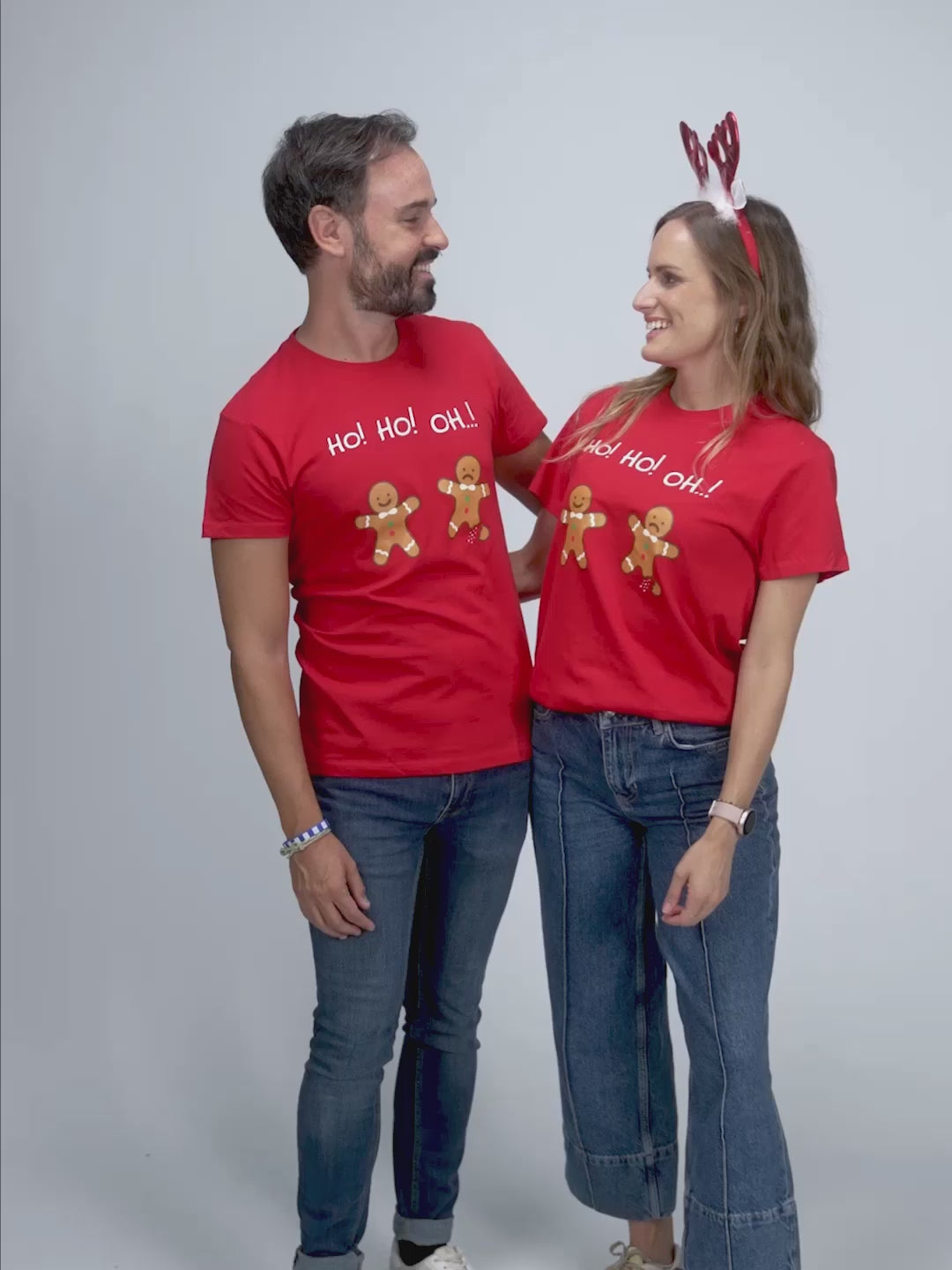 T-shirt de Natal Vermelha Gingerbreads