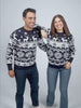 Camisola de Natal para Mulher e Homem com Renas e Estrelas Azul Nordic