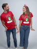 T-Shirt de Natal Vermelha para Família com Pinguim