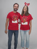 T-shirt de Natal Vermelha com Rena Rudolph