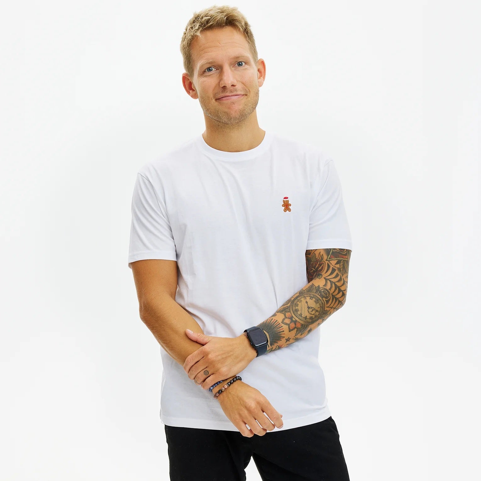 T-shirt de Natal para Hommem Branca Gingercookie
