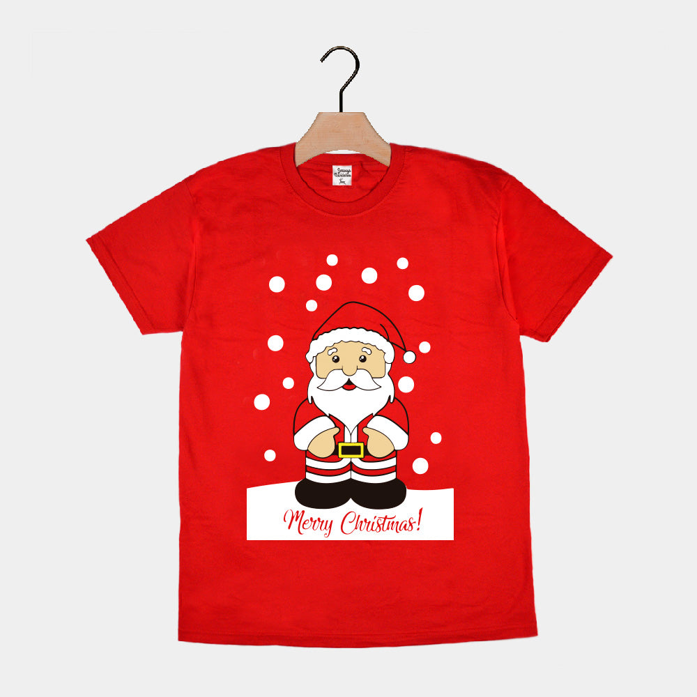 T-shirt de Natal Vermelha para Família com Pai Natal