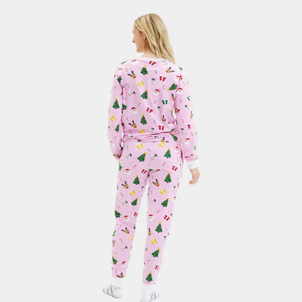 Pijama de Natal Adultos Unisex Rosa Motivos Natalinos Algodão Orgánico

