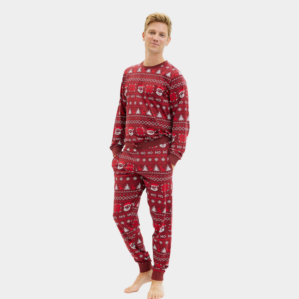 Pijama de Natal para Adultos Unisex Vermelho HoHoHo Orgânico Algodão 
