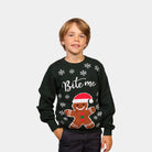 Camisola de Natal para Família Bite Me Gingerbread Menino