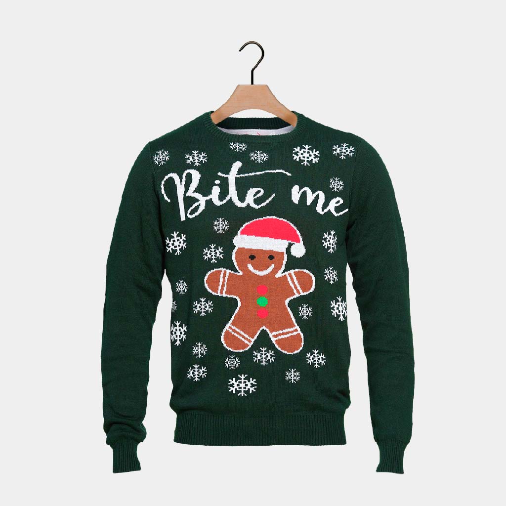 Camisola de Natal Bite Me Gingerbread Algodao Organico