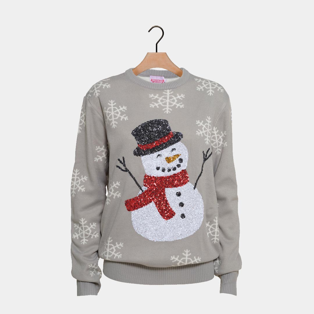 Camisola de Natal Cinza com Boneco de Neve