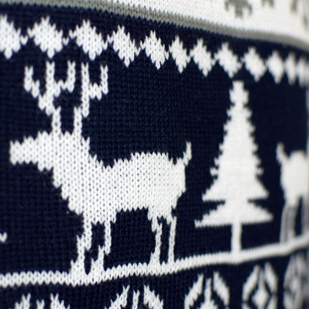 Camisola de Natal com Pinheiros, Renas e Neve detalhe