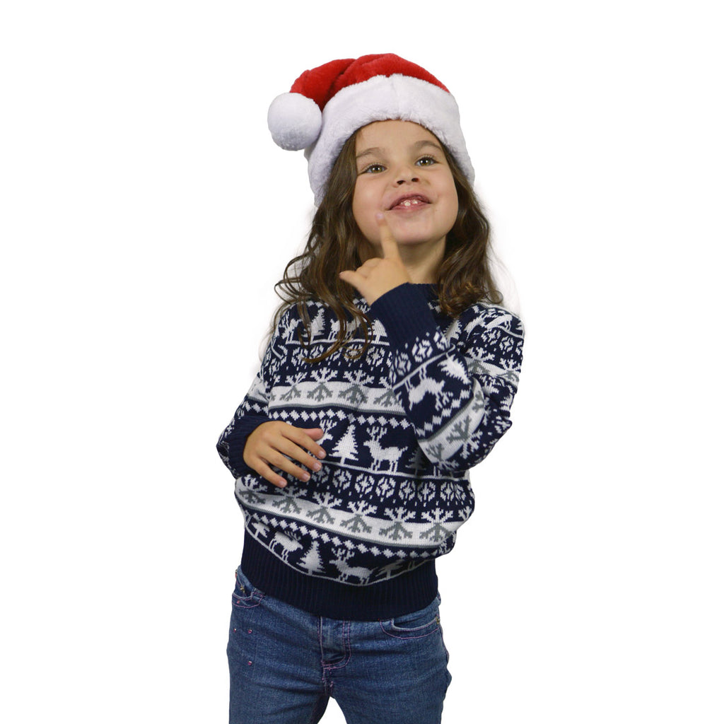 Camisola de Natal para Família com Pinheiros, Renas e Neve Menina