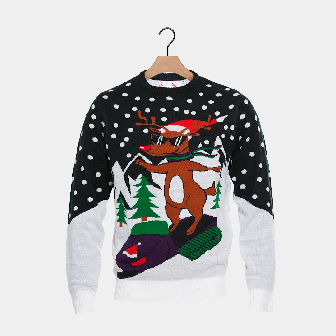 Camisola de Natal Rena com Moto de Neve