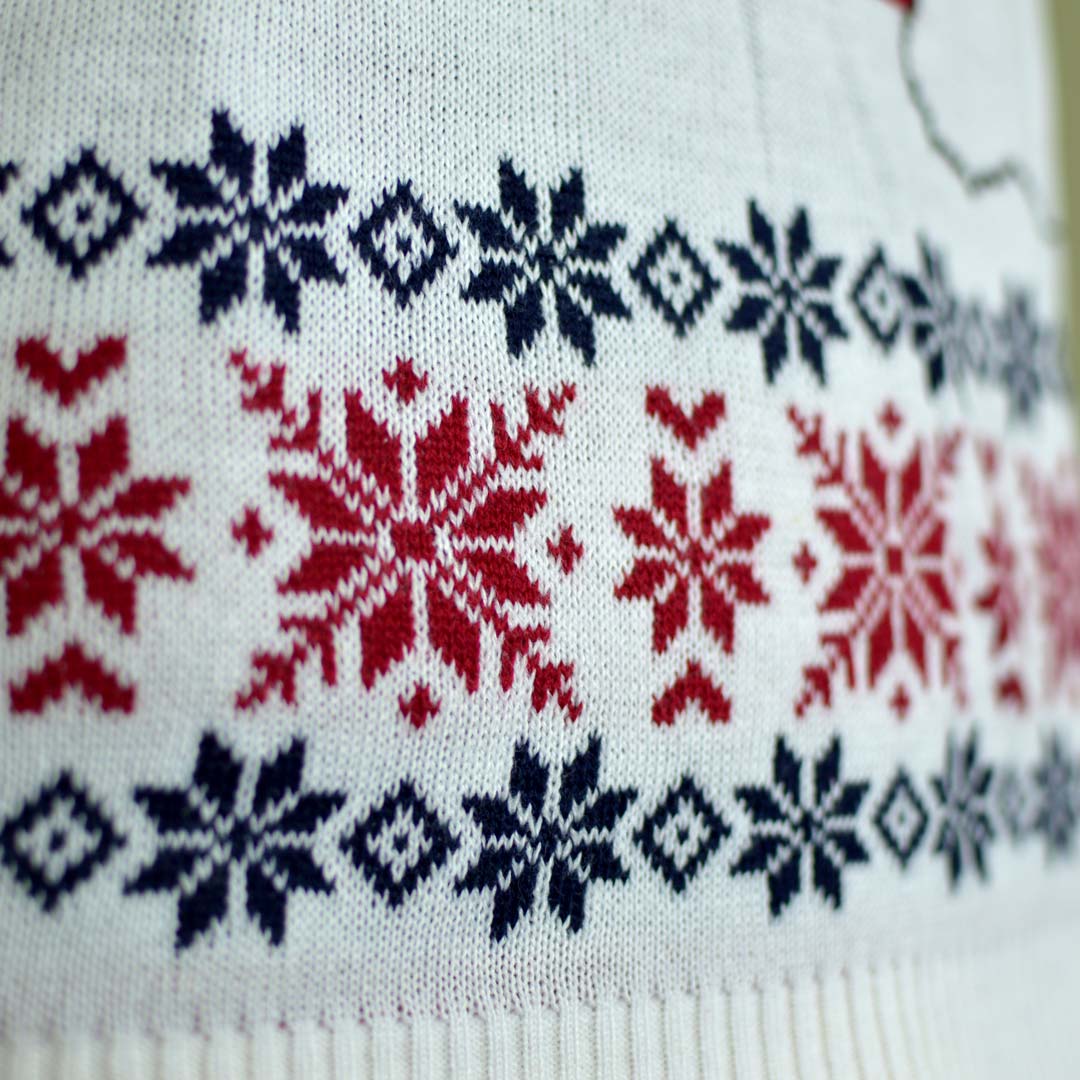 Camisola de Natal para Família com Rena e Pai Natal Sorridentes Detalhe Neve