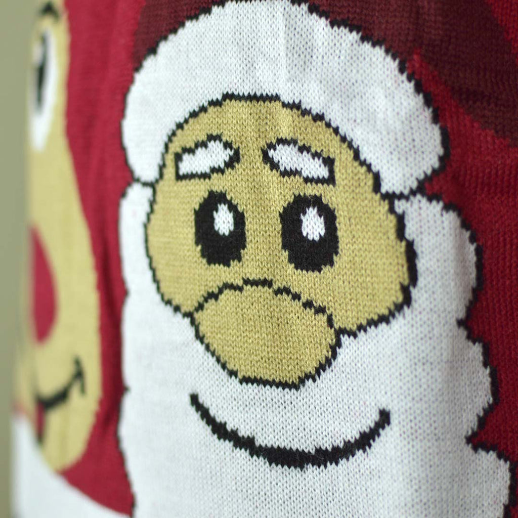 Camisola de Natal para Família com Rena e Pai Natal Sorridentes Detalhe