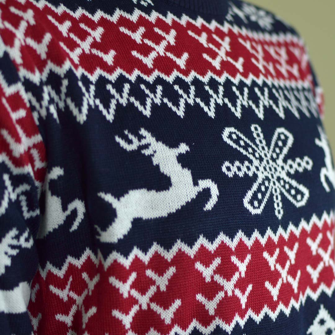 Camisola de Natal com Renas e Motivos Natalinos Detalhe Rena