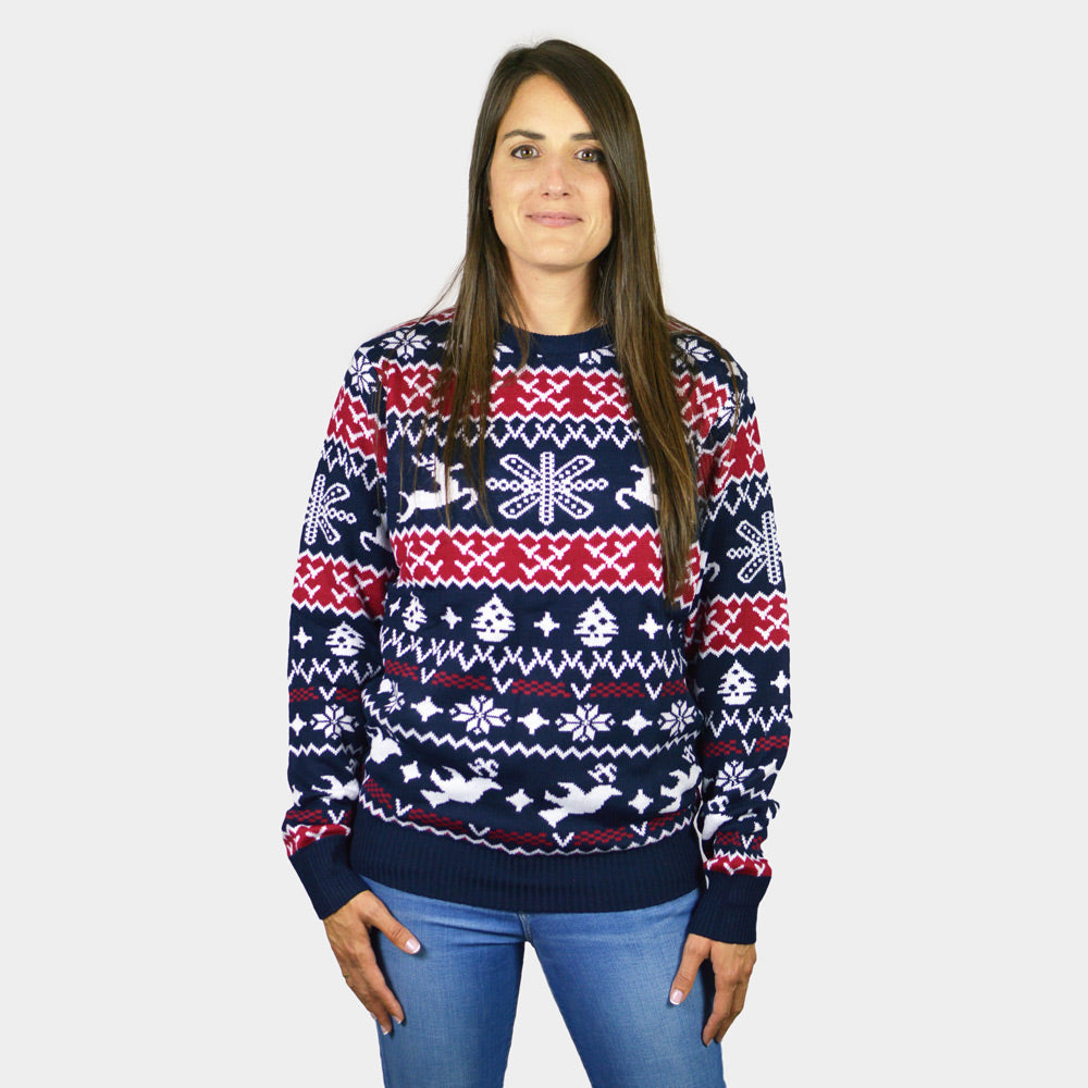 Camisola de Natal Mulher com Renas e Motivos Natalinos