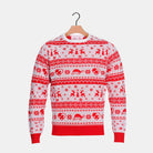 Camisola de Natal Vermelha e Branca com Renas e Corações