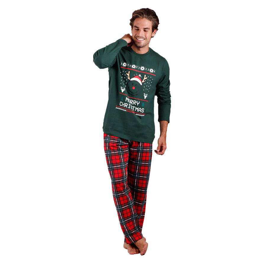 Pijama Smile de Natal para Homem Verde 