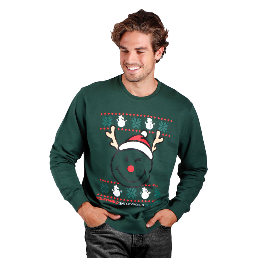 Sweatshirt de Natal para Homem Verde Smile