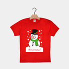 T-shirt de Natal Vermelha para Crianças com Boneco de Neve