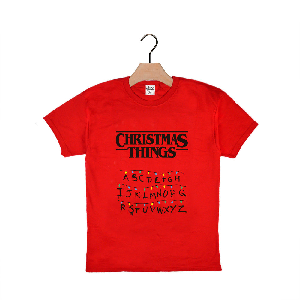 T-shirt de Natal Vermelha para Crianças Christmas Things