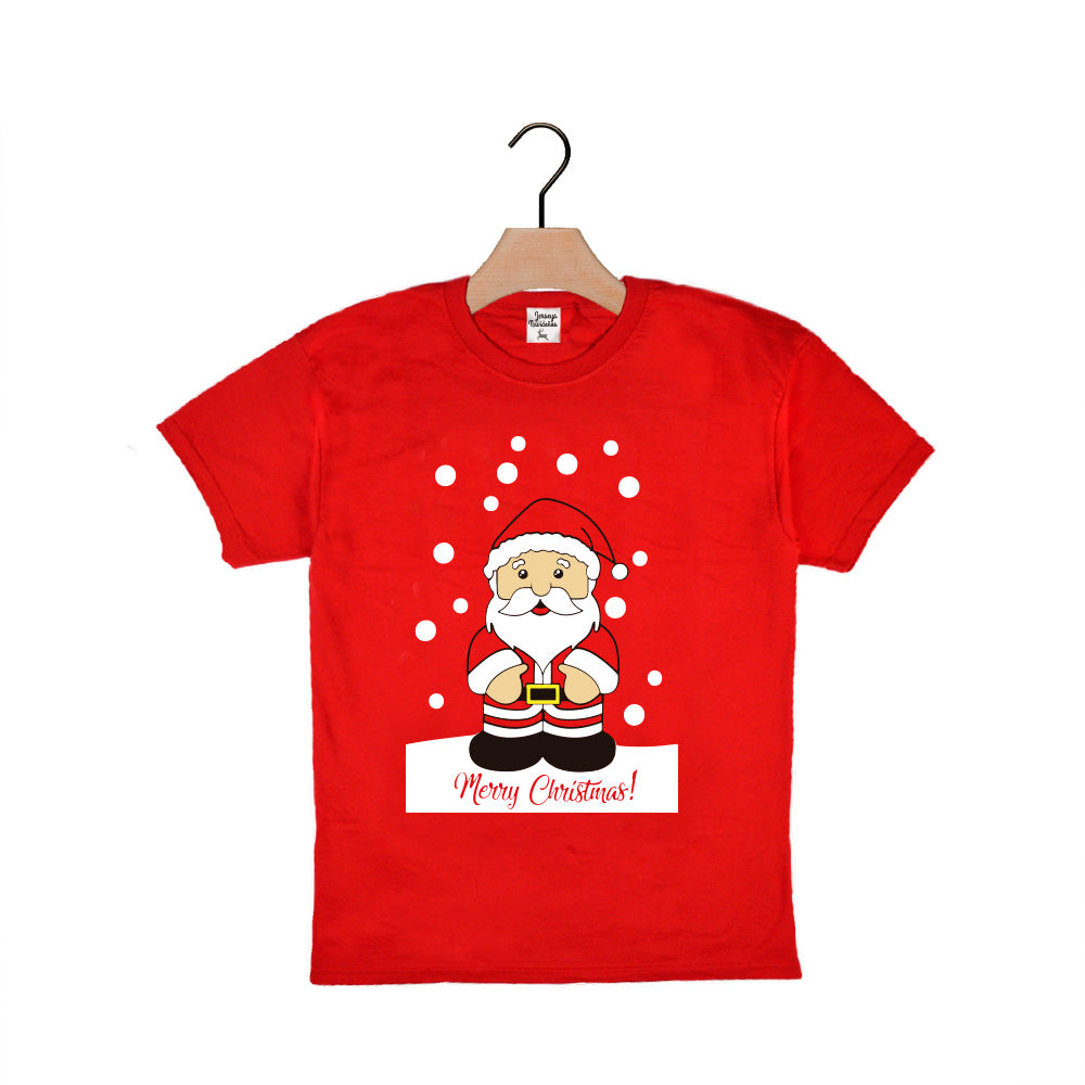 T-shirt de Natal Vermelha para Crianças Pai Natal