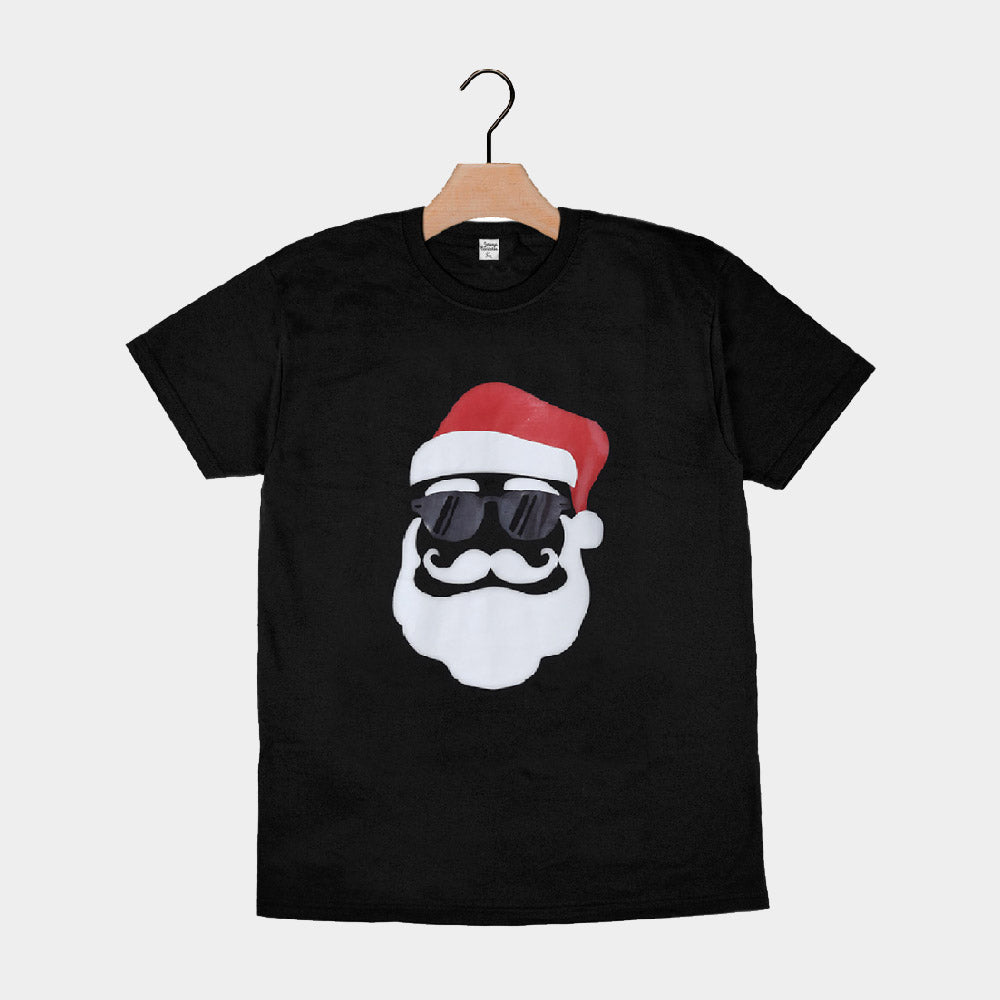 T-shirt de Natal Preta Pai Natal Hipster