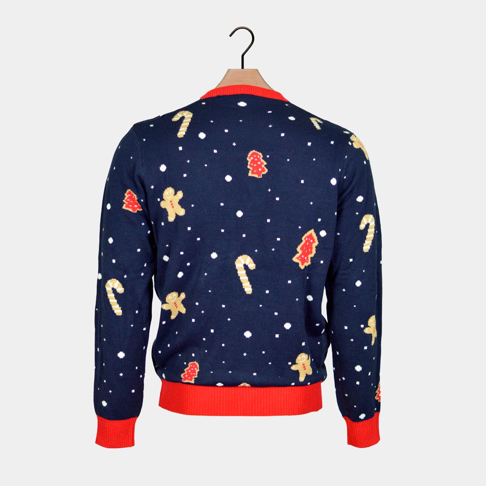 Camisola de Natal Azul com Luzes LED Ginger Cookie Costas