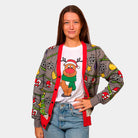 Camisola de Natal Cardigan Árvore e Boneco de Neve Mulher