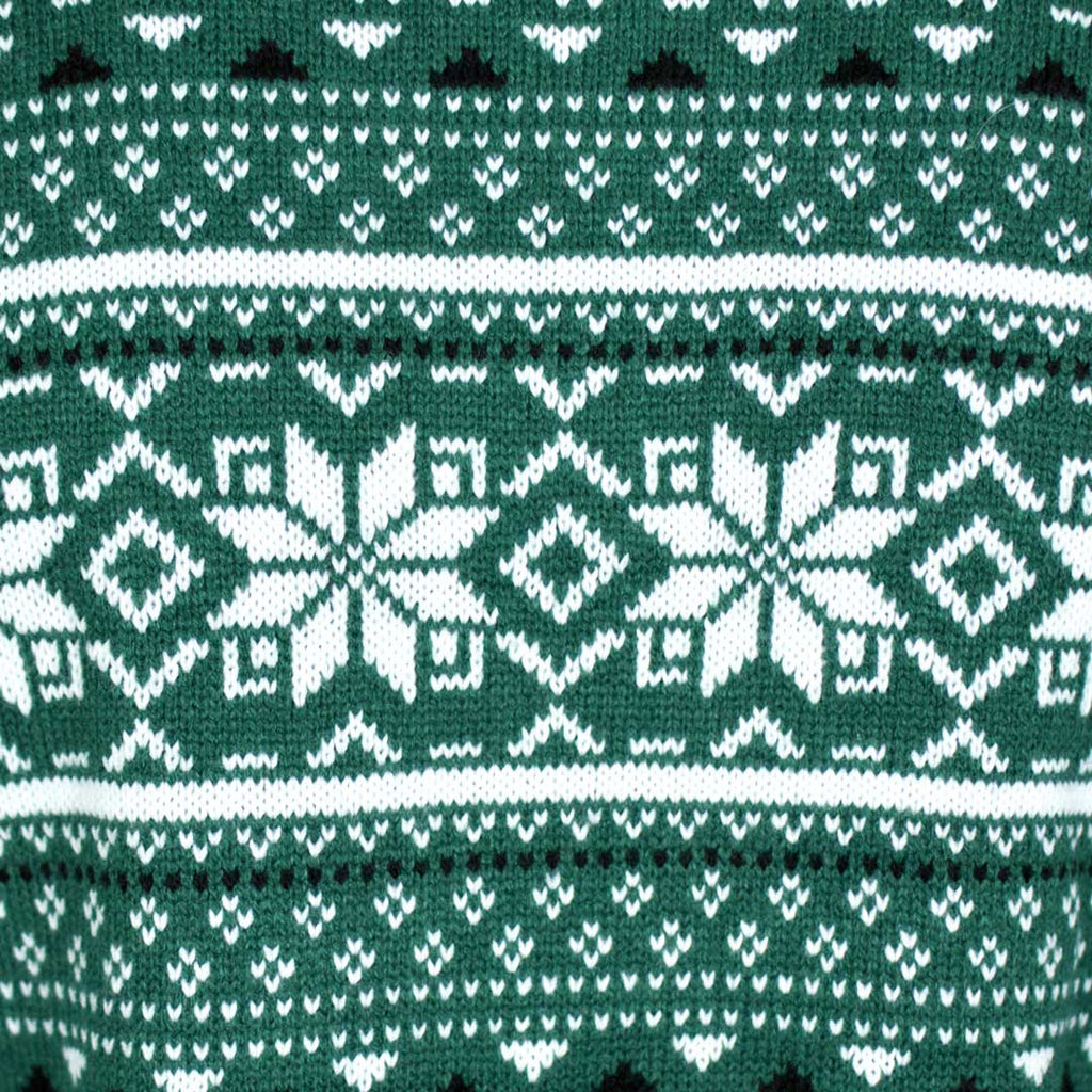 Camisola de Natal Clássico Elegante Verde e Branca Detalhe