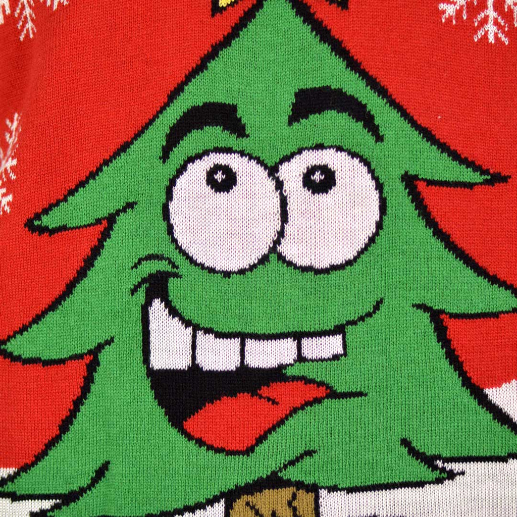 Camisola de Natal para Família com Árvore de Natal Sorridente Detalhe