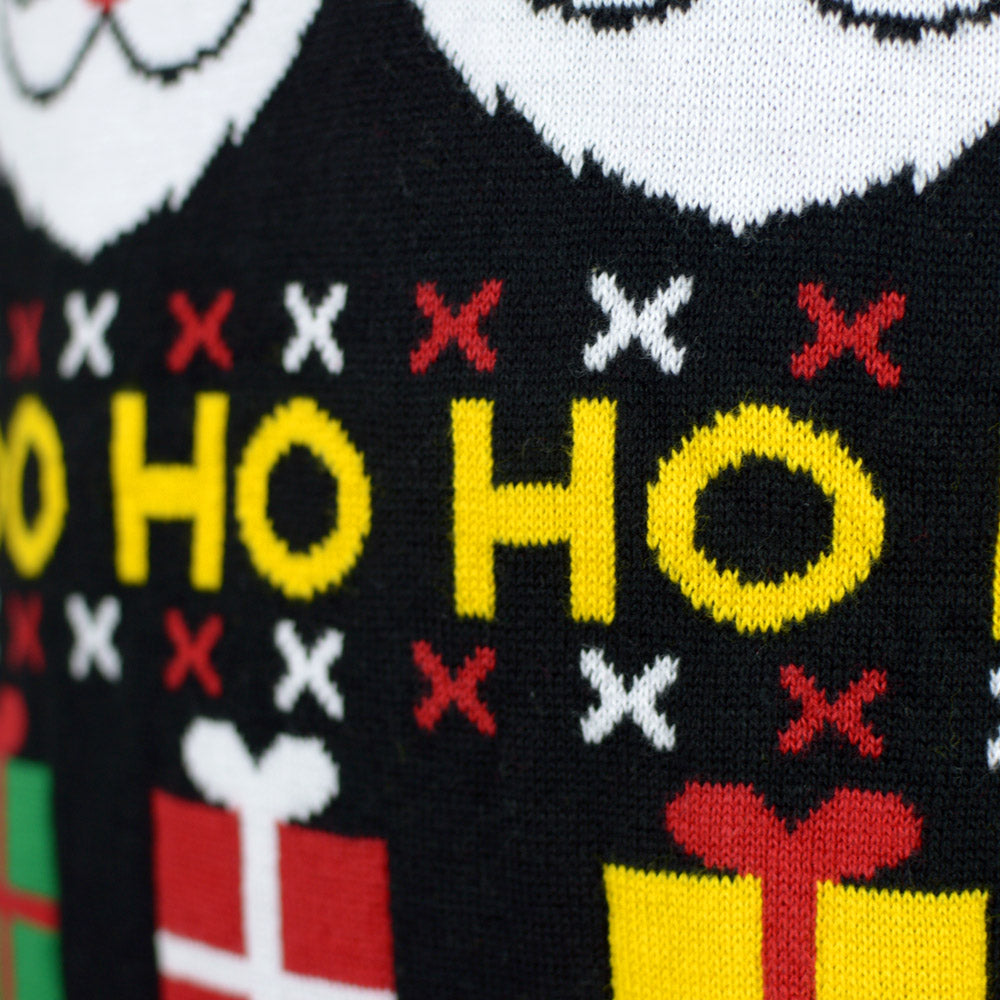 Camisola de Natal Família Pai Natal Presentes Bonecos Algodão Orgânico Detalhe
