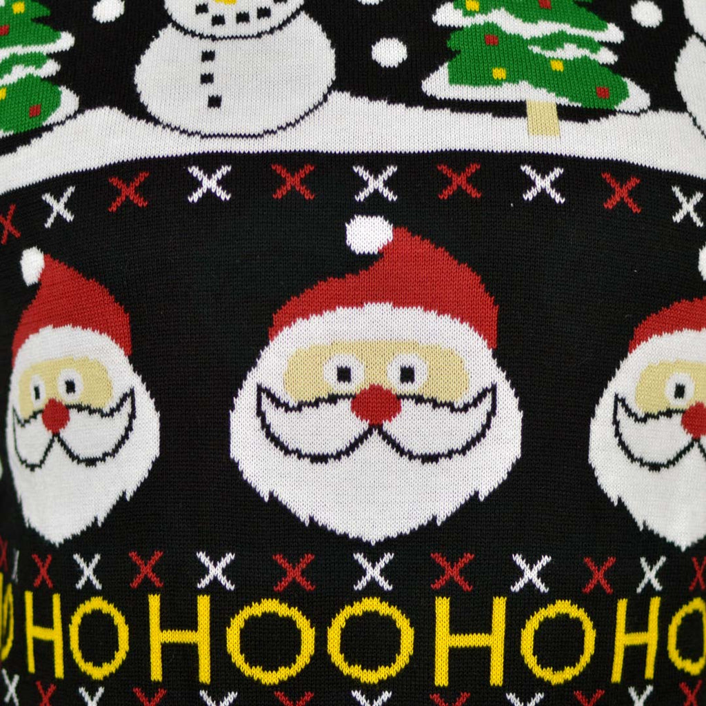 Camisola de Natal Família Pai Natal Presentes Bonecos Algodão Orgânico Detalhe
