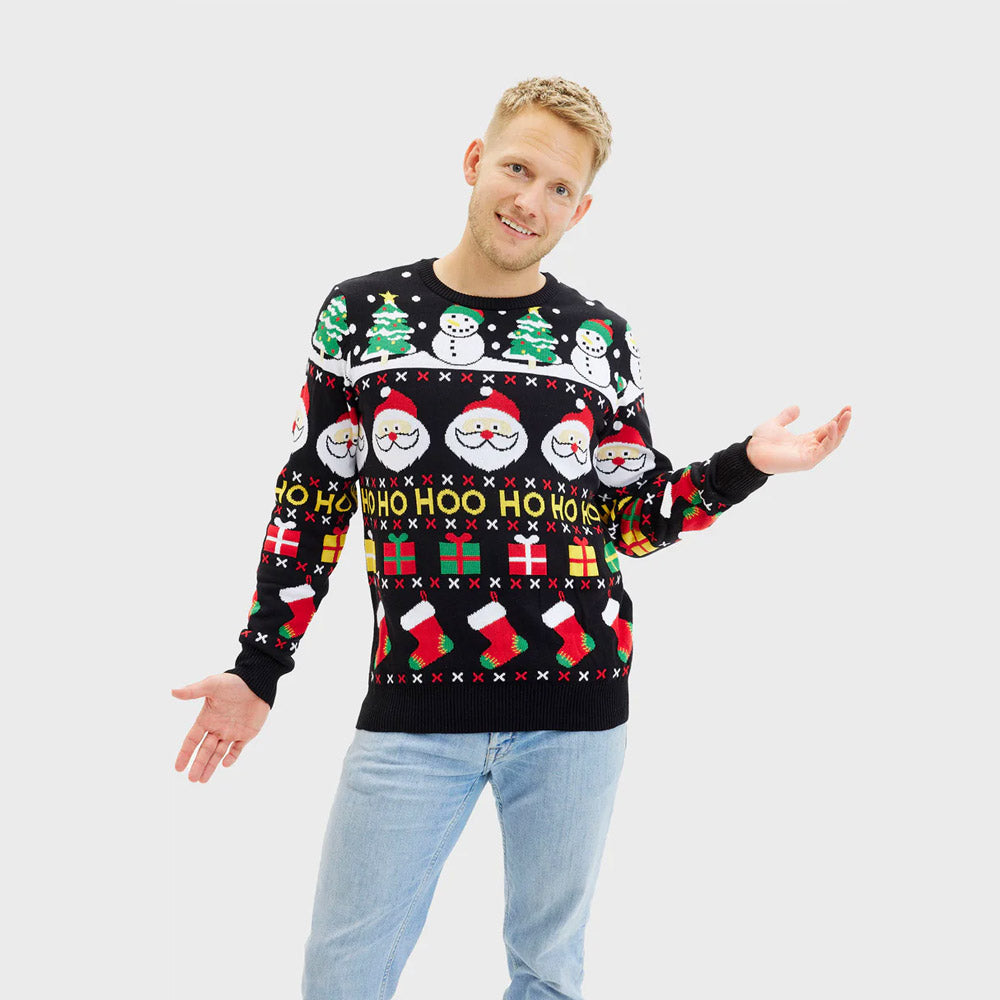 Camisola de Natal Família Pai Natal Presentes Bonecos Algodão Orgânico Homem