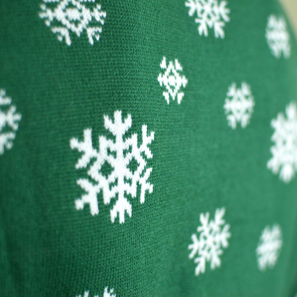 Camisola de Natal Verde para Família Holly Jolly Lantejoulas detalhe neve
