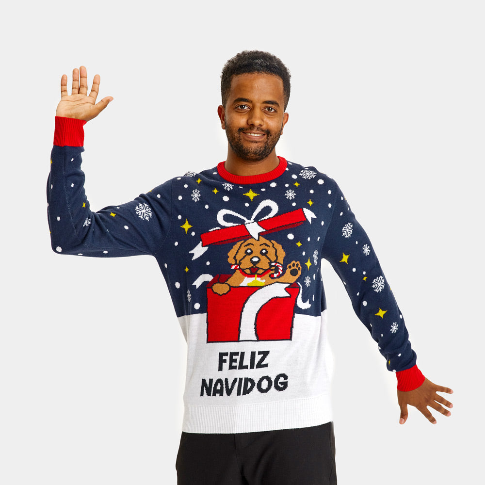 Camisola de Natal Feliz Navidog Homem