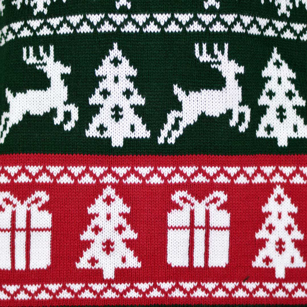 Camisola de Natal Verde, Vermelha e Branca Merry Christmas Detalhe