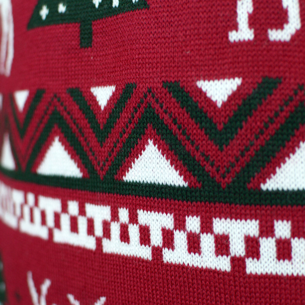 Camisola de Natal Vermelha com Árvores de Natal e Renas Detalhe Rena