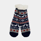 Meias de Natal Domésticos Azul com Renas e Corações