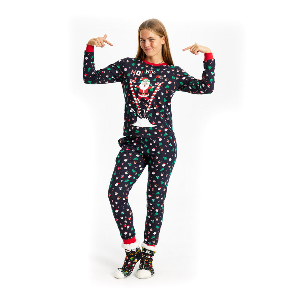 Pijama de Natal Familiar com Pai Natal Esquiador Mulher