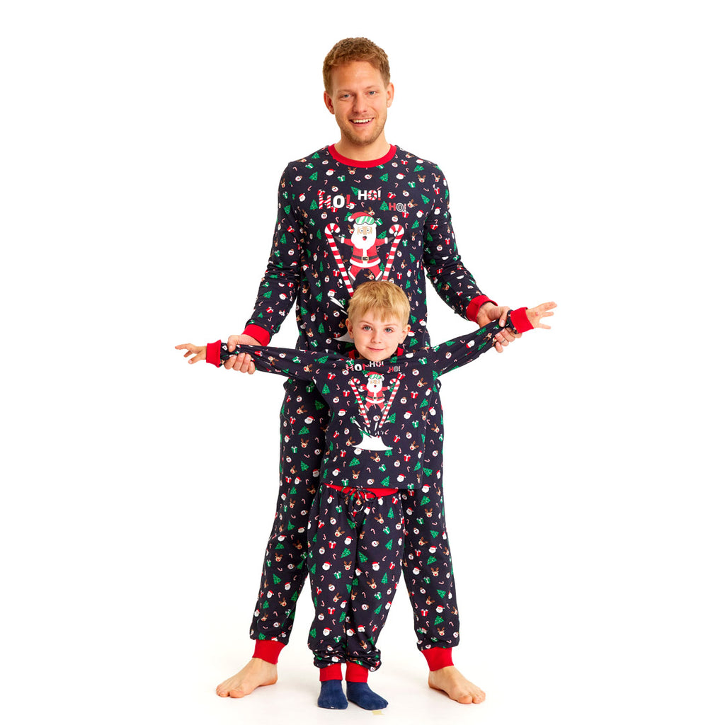 Pijama de Natal Familiar com Pai Natal Esquiador